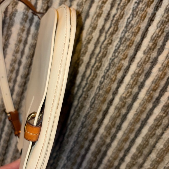 Dooney And Bourke Alto Cream Leather Saddle Crossbody Bag